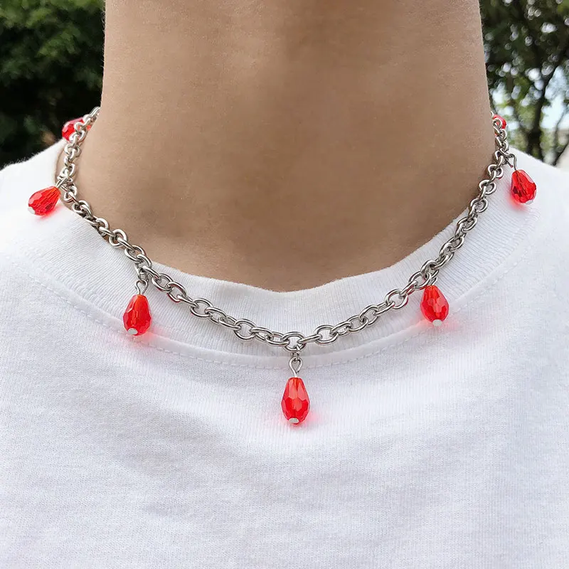 Punk Stainless Steel Chains Necklace for Women Men Chunky Chains Red Black Beads Charms Necklace Collar Hip Hop Jewelry Gifts
Punk Stainless Steel Chains Necklace for Women Men Chunky Chains Red Black Beads Charms Necklace Collar Hip Hop Jewelry Gifts