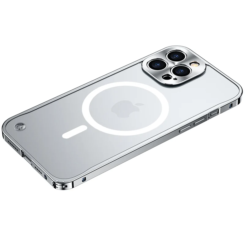 Металлический магнитный чехол ZSHOW Magsafe для IPhone Apple 12, 13, 14 Pro Max, корпус из сплава, матовая прозрачная задняя панель, противоударный чехол 
Металлический магнитный чехол ZSHOW Magsafe для IPhone Apple 12, 13, 14 Pro Max, корпус из сплава, матовая прозрачная задняя панель, противоударный чехол