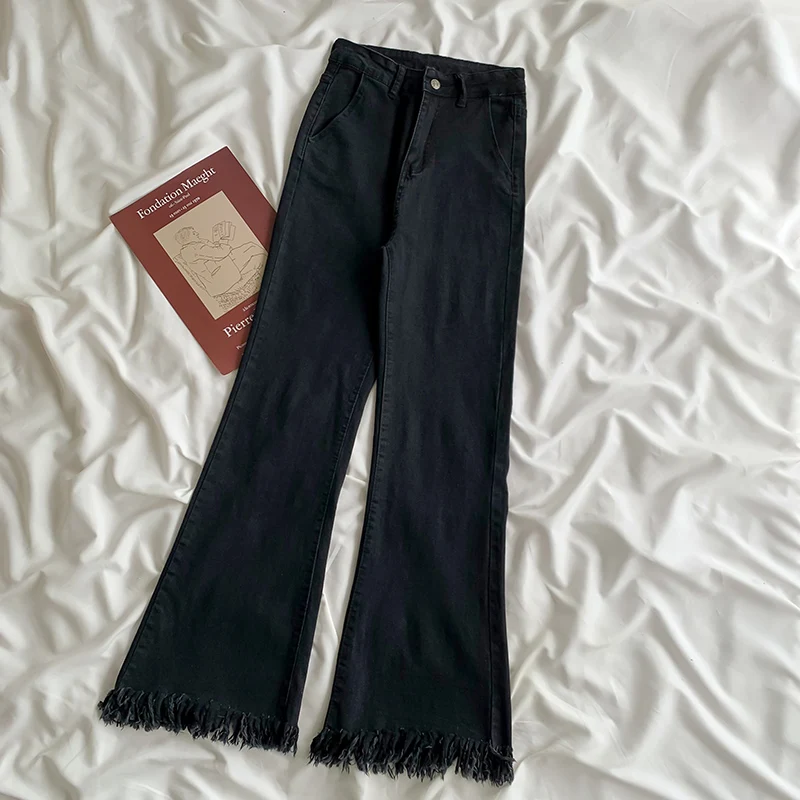 New Black tattered fur-trimmed Fashion Women's Jeans American High Street Wide Leg Micro Flared Pants Streetwear Denim Trousers
New Black tattered fur-trimmed Fashion Women's Jeans American High Street Wide Leg Micro Flared Pants Streetwear Denim Trousers