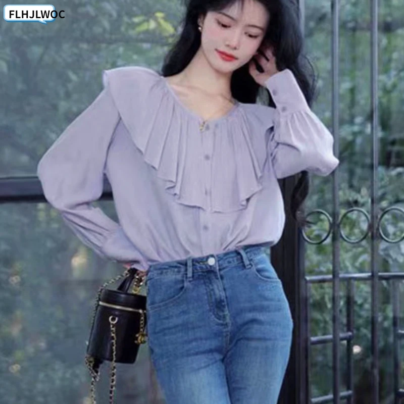 Layer Ruffles Tops Women Korean Style Design Clothes Flare Sleeve Elegant Office Lady Pink Sweet Basic Shirts Blouses
Layer Ruffles Tops Women Korean Style Design Clothes Flare Sleeve Elegant Office Lady Pink Sweet Basic Shirts Blouses