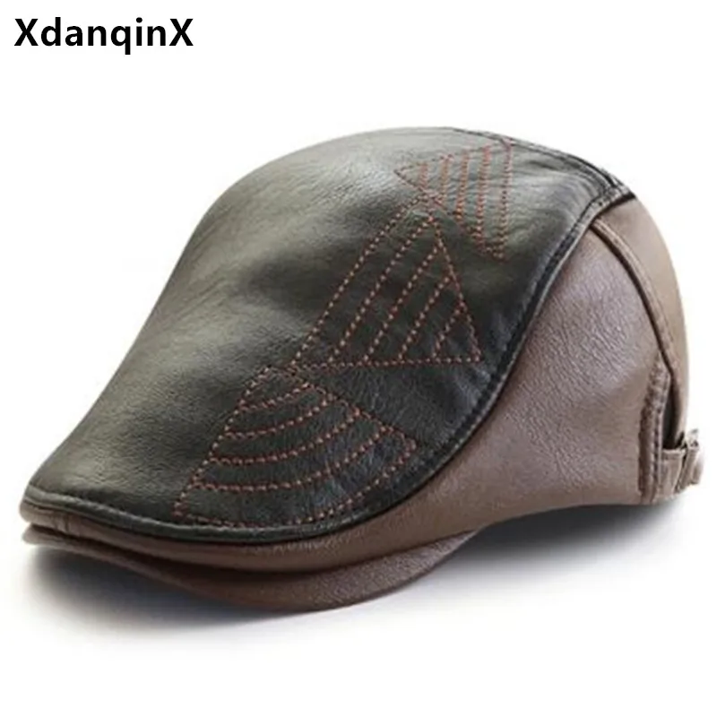 

2022 Autumn Winter New Faux Leather PU Berets For Men British Retro All-match Leather Hat Trucker Hat gorras Brand Fashion Caps