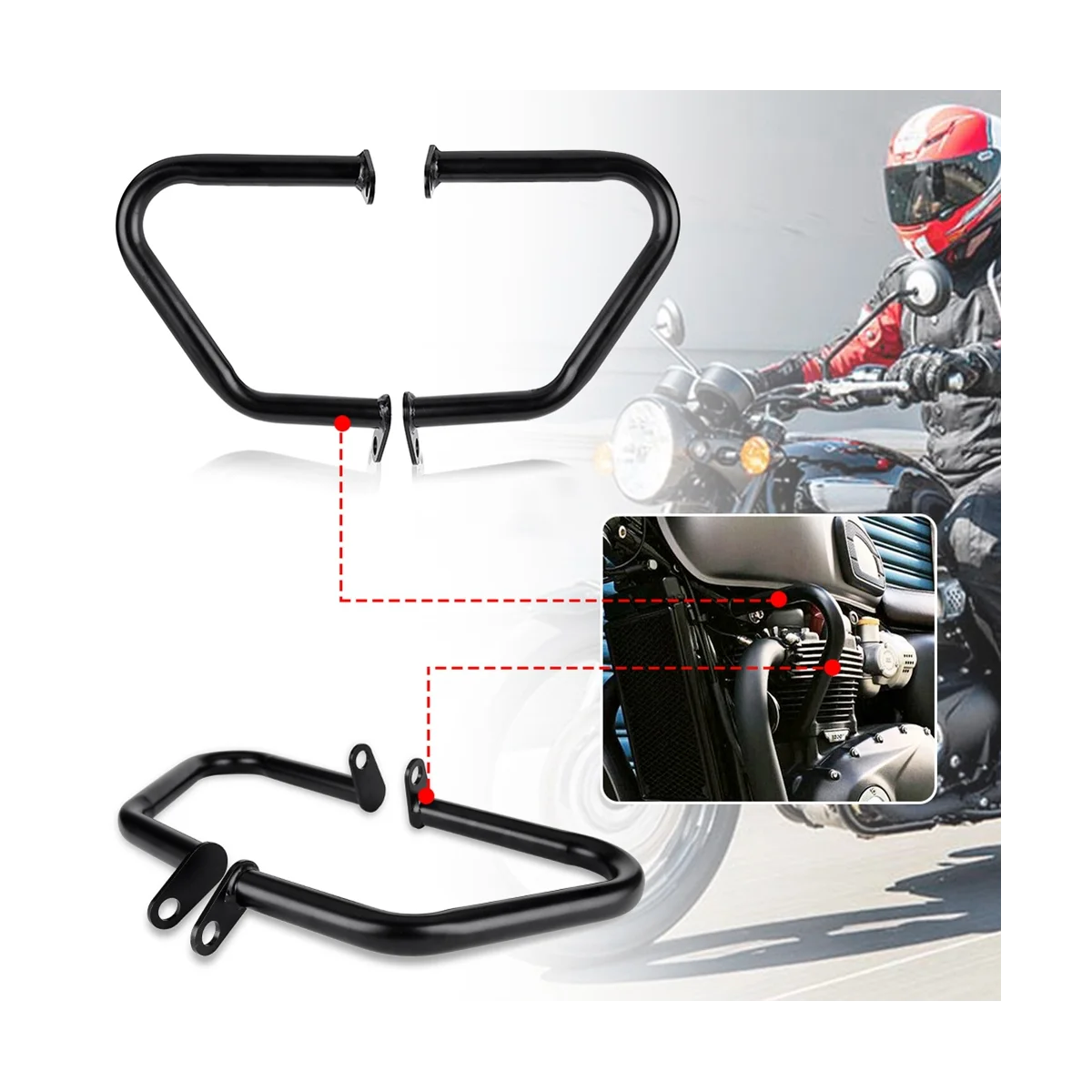 Black Bumper Protection Engine Crash for Bonneville T100T120 Thruxton 1200/R Street
Black Bumper Protection Engine Crash for Bonneville T100T120 Thruxton 1200/R Street