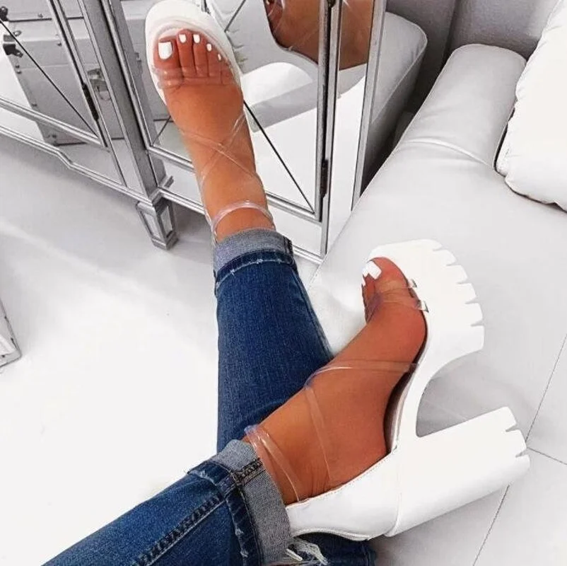2022 Women's High Heels Fashion Sandals Buckle Strap Sexy Summer White PVC Cross-Strap Increased Sandals Pumps Large Size 35-43
2022 Women's High Heels Fashion Sandals Buckle Strap Sexy Summer White PVC Cross-Strap Increased Sandals Pumps Large Size 35-43