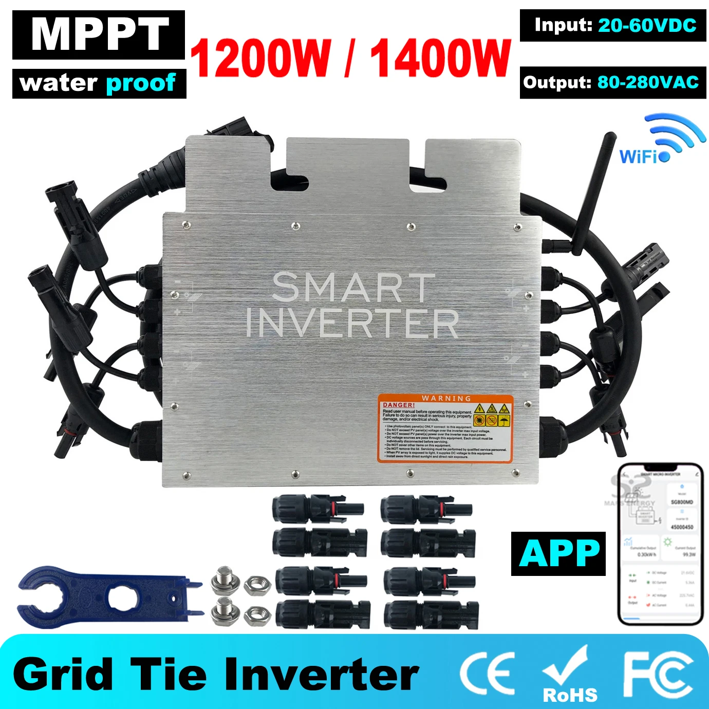 1400W Micro Solar Inverter MPPT On 24/36/48V Grid Tie Inverter Inversor For 110V 220V Grid System Support 4*350W Solar Panel
1400W Micro Solar Inverter MPPT On 24/36/48V Grid Tie Inverter Inversor For 110V 220V Grid System Support 4*350W Solar Panel