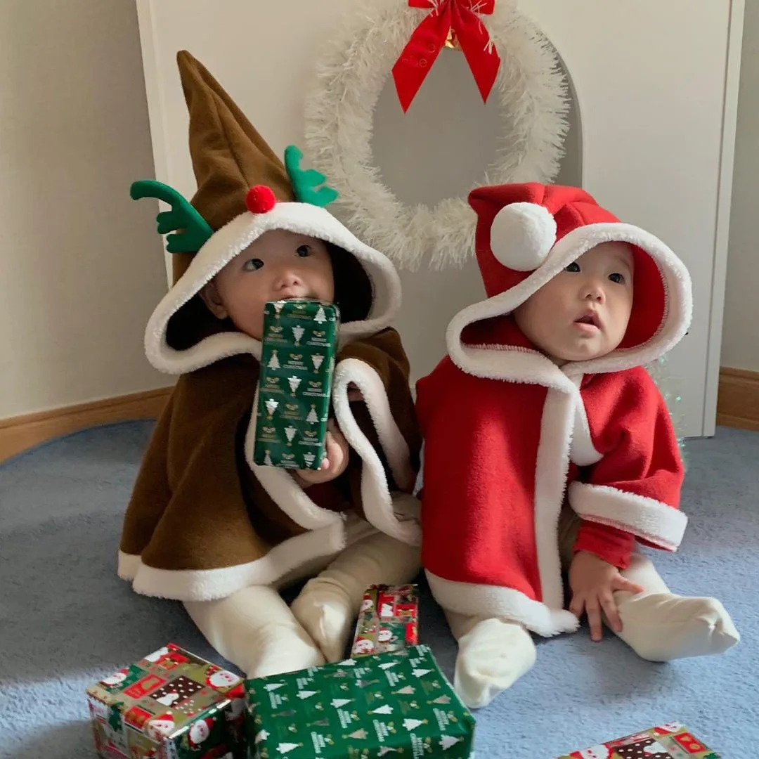 Одежда для малышей, Осень-зима, Рождественская накидка для маленьких мальчиков и девочек, бархатная плотная детская шаль с шапочками 
Одежда для малышей, Осень-зима, Рождественская накидка для маленьких мальчиков и девочек, бархатная плотная детская шаль с шапочками