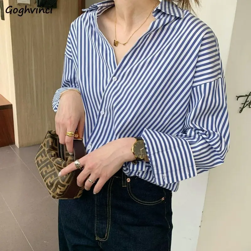 Shirts Women Casual Office Lady Simple Asymmetric All-match Striped Spring Fashion Korean Chic Топ Женский New Arrival Hot Sale
Shirts Women Casual Office Lady Simple Asymmetric All-match Striped Spring Fashion Korean Chic Топ Женский New Arrival Hot Sale