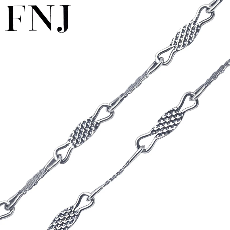 

FNJ 3.3mm Link Chain Necklace 925 Silver 45cm to 70cm Original S925 Thai Women Men Vintage New Fashion