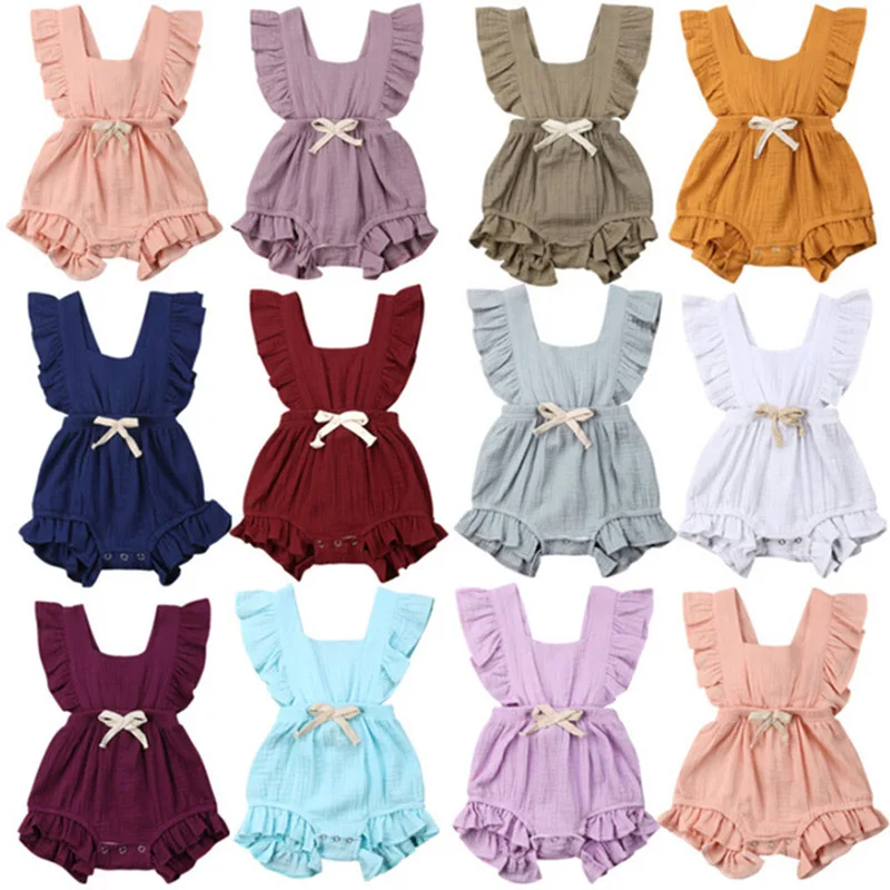 Summer Baby girl Clothes Romper Pure Cotton Linen Ruffles Bow Sleeveless Infant Bodysuit Triangle Rompers New Born kids Clothing 
Summer Baby girl Clothes Romper Pure Cotton Linen Ruffles Bow Sleeveless Infant Bodysuit Triangle Rompers New Born kids Clothing