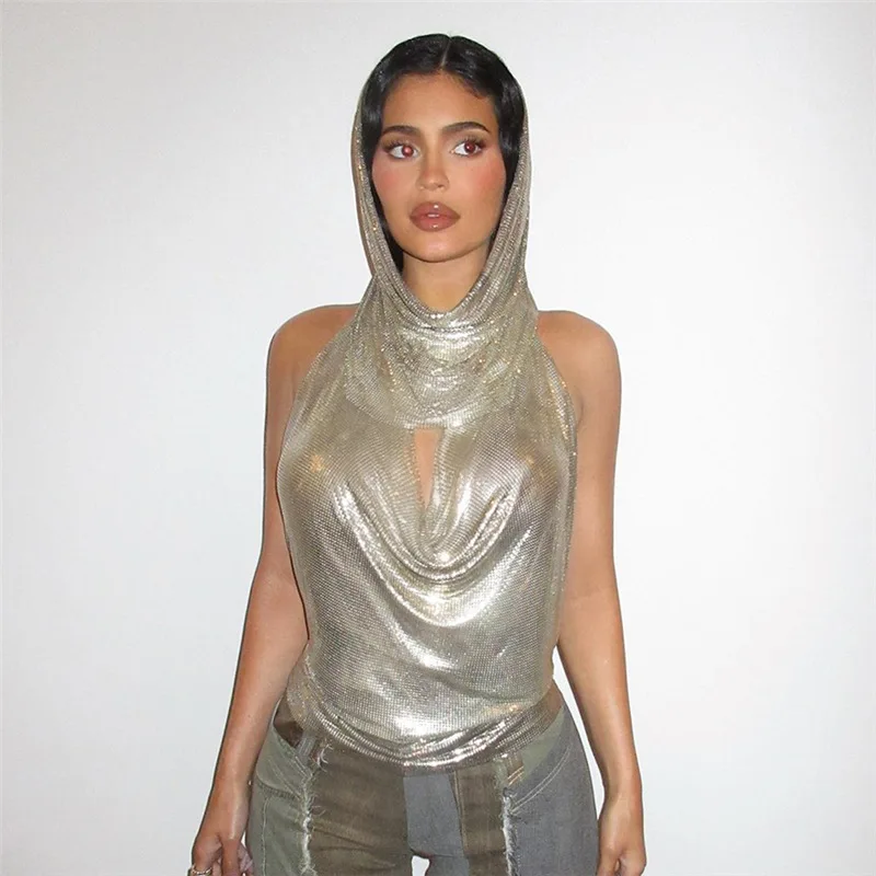 Women Sexy Summer Silver Suspender Top Backless Halterneck SequinsTank Top +Turban Two Piece Mathching Set Sexy Nightclub Wear
Women Sexy Summer Silver Suspender Top Backless Halterneck SequinsTank Top +Turban Two Piece Mathching Set Sexy Nightclub Wear
