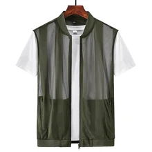 Large Size Mesh Quick-Drying Vests Male with Pockets Mens Breathable Photographer Tactical Fishing Vest Work Sleeveless Jacket