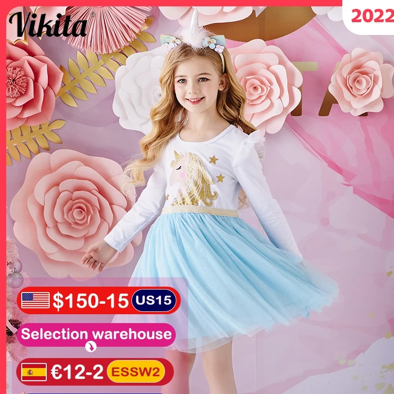 VIKITA Girls Unicorn Dress Children Princess Dresses Kids Autumn Winter Spring Sequins Vestidos Girl Long Sleeve Patchwork Dress
VIKITA Girls Unicorn Dress Children Princess Dresses Kids Autumn Winter Spring Sequins Vestidos Girl Long Sleeve Patchwork Dress