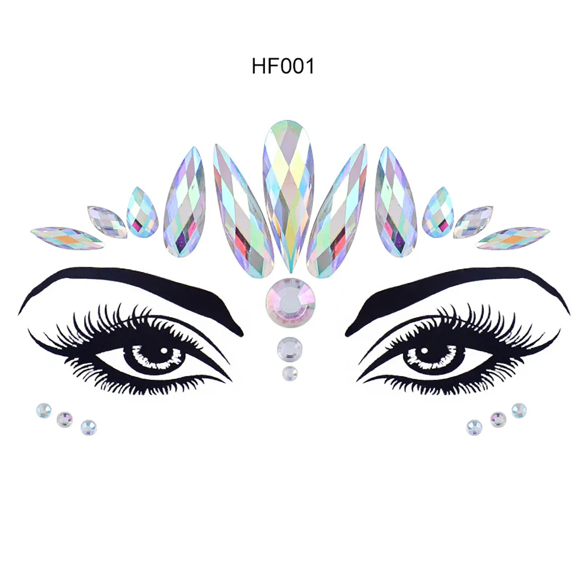 

1Pcs 3D Eyebrow Face Crystal Sticker Beautiful Girl Rhinestone Decoration Party Makeup Body Shining Electric Music Festival Eyes