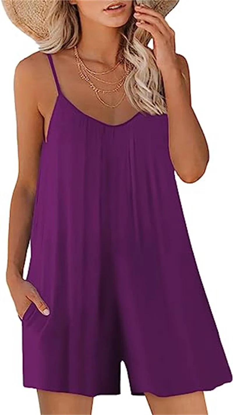 Btaiuo Women's Summer Casual Sleeveless Halter Loose adjustable jumpsuit with elastic shorts with pockets
Btaiuo Women's Summer Casual Sleeveless Halter Loose adjustable jumpsuit with elastic shorts with pockets