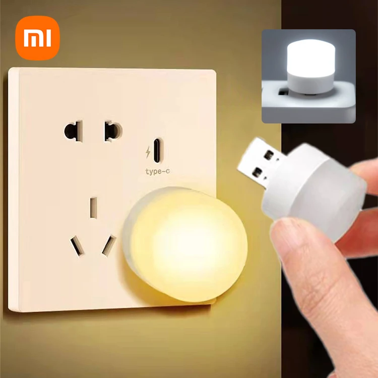 

Ночной светильник XIAOMI с USB-разъемом, миниатюрный светодиодный ночник, лампа с внешним аккумулятором и зарядкой, маленькие круглые лампы для ...