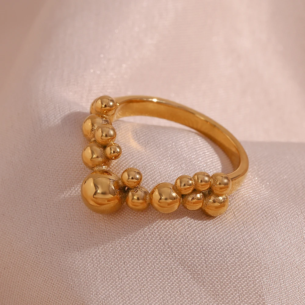 Small Balls V Shape Fashion Women's Gold Plated Rings For Party Jewelry Gift For Girls Waterproof Stainless Steel Rings
Small Balls V Shape Fashion Women's Gold Plated Rings For Party Jewelry Gift For Girls Waterproof Stainless Steel Rings