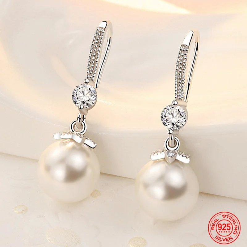 925 Sterling Silver Long Pearl Dangle Earrings For Women Engagement Wedding Graceful Accessories Fashion Earring Gift
925 Sterling Silver Long Pearl Dangle Earrings For Women Engagement Wedding Graceful Accessories Fashion Earring Gift
