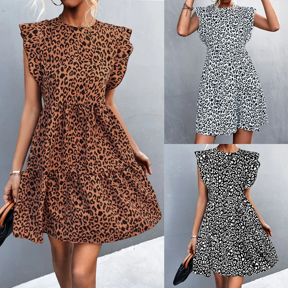 2022 Summer New Hot Sale Round Neck Flying Sleeves Retro Leopard Print Dress Women 
2022 Summer New Hot Sale Round Neck Flying Sleeves Retro Leopard Print Dress Women