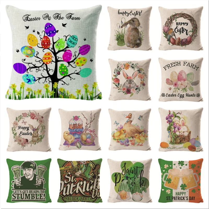 Easter Linen Cushion Cover Bunny Eggs Printed Pillow Cover Easter Rabbit Pillowcase St Patrick's Day Easter Decoration for Home
Easter Linen Cushion Cover Bunny Eggs Printed Pillow Cover Easter Rabbit Pillowcase St Patrick's Day Easter Decoration for Home