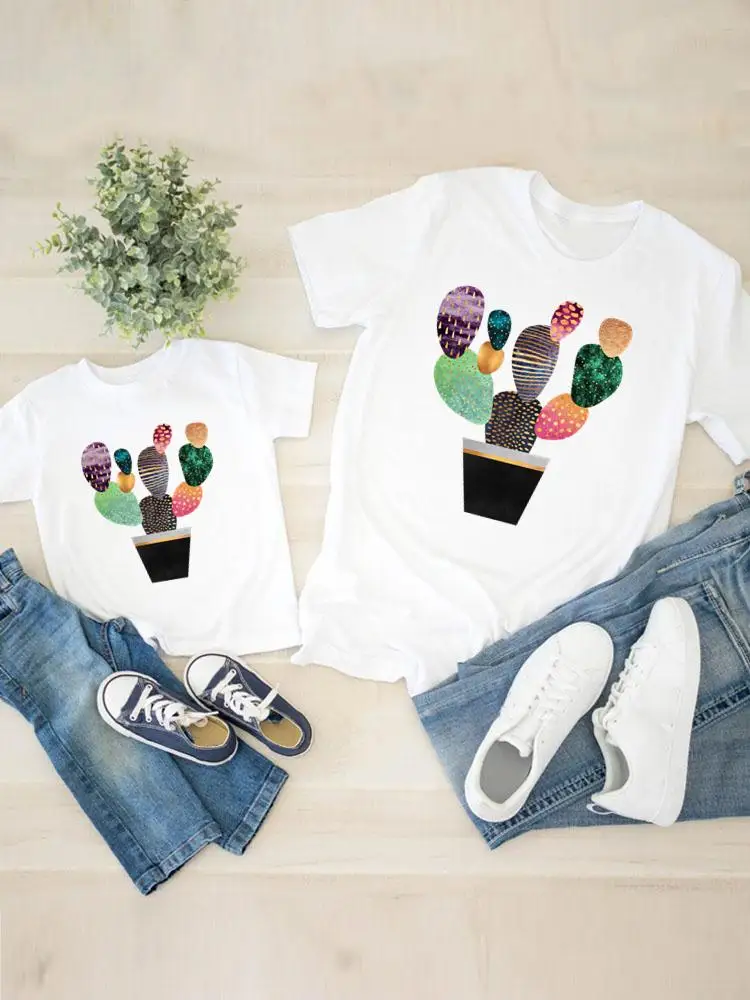 Graphic T-shirt Tee Cactus Plant Print Trend Women Child Kid Clothing Boy Girl Summer Family Matching Outfits Mom Mama Clothes
Graphic T-shirt Tee Cactus Plant Print Trend Women Child Kid Clothing Boy Girl Summer Family Matching Outfits Mom Mama Clothes