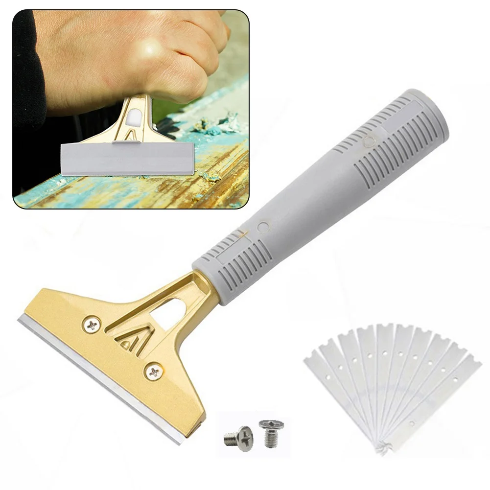 Multifunction Cleaning Scraper & 10pcs Baldes Non-slip Handle Remove Stickers Labels Glue Paint Glass Floors Tiles Clean Cutter
Multifunction Cleaning Scraper & 10pcs Baldes Non-slip Handle Remove Stickers Labels Glue Paint Glass Floors Tiles Clean Cutter