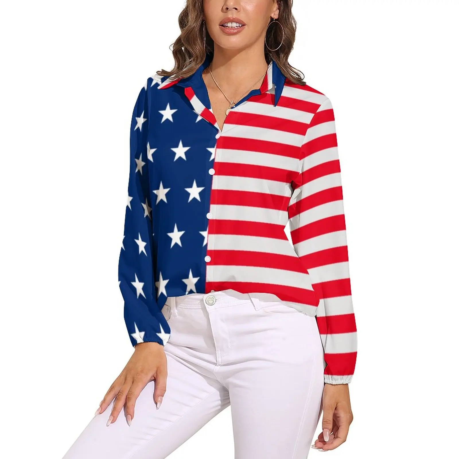 USA Flag Print Loose Blouse Stars and Stripes Basic Oversized Blouses Lady Long-Sleeve Office Work Shirt Spring Graphic Clothing
USA Flag Print Loose Blouse Stars and Stripes Basic Oversized Blouses Lady Long-Sleeve Office Work Shirt Spring Graphic Clothing