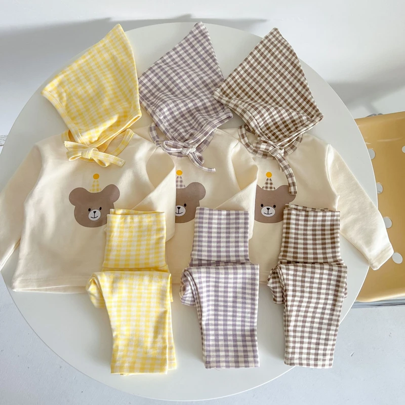 Toddler Baby Girl Clothing Sets Autumn Bear Print Top+Plaid Pants with Hat Pajama Suit for Infants Cotton Cute Kids Boys Clothes
Toddler Baby Girl Clothing Sets Autumn Bear Print Top+Plaid Pants with Hat Pajama Suit for Infants Cotton Cute Kids Boys Clothes