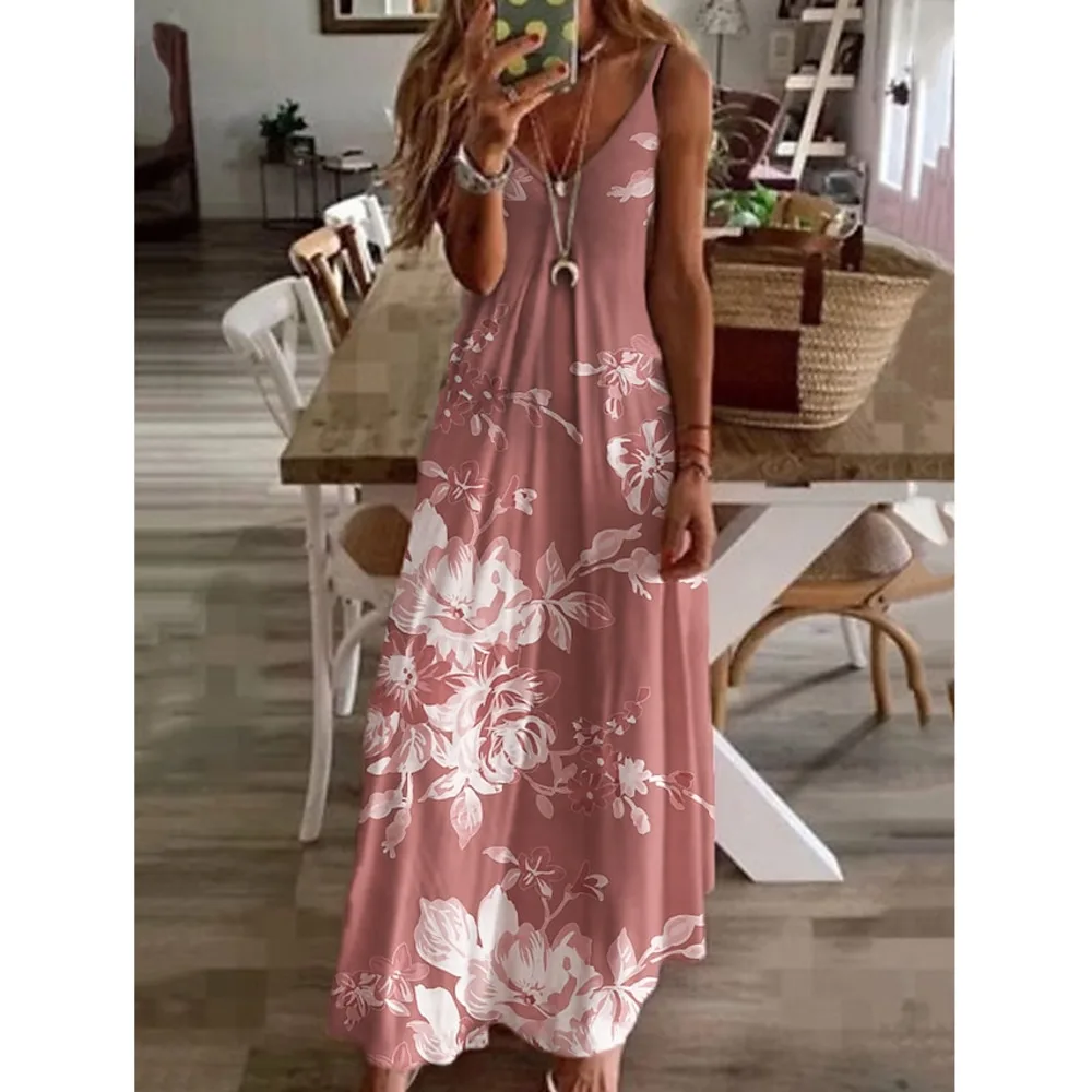 2023 Women's Floral Slip Dress V Neck Long Dress Light Pink Light Green Fuchsia Sleeveless Print Spring Summer Slim Dress
2023 Women's Floral Slip Dress V Neck Long Dress Light Pink Light Green Fuchsia Sleeveless Print Spring Summer Slim Dress