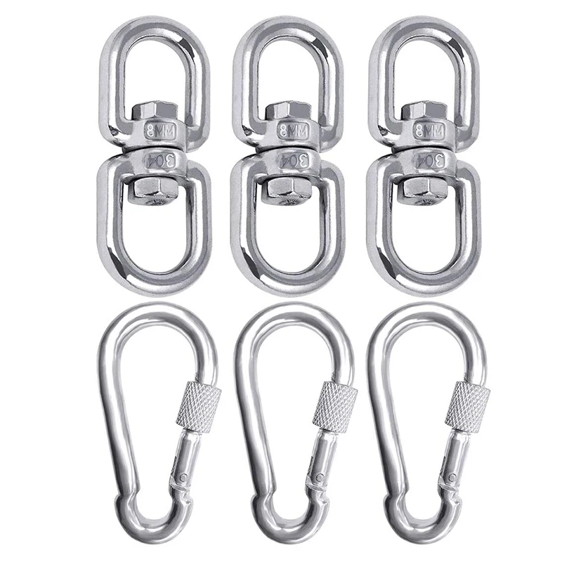 6Pc M8 304 Stainless Steel Swivel Ring Double Ended Swivel Eye Hook M8 Carabiner Hanging Hammock Hanging Rotating Device
6Pc M8 304 Stainless Steel Swivel Ring Double Ended Swivel Eye Hook M8 Carabiner Hanging Hammock Hanging Rotating Device