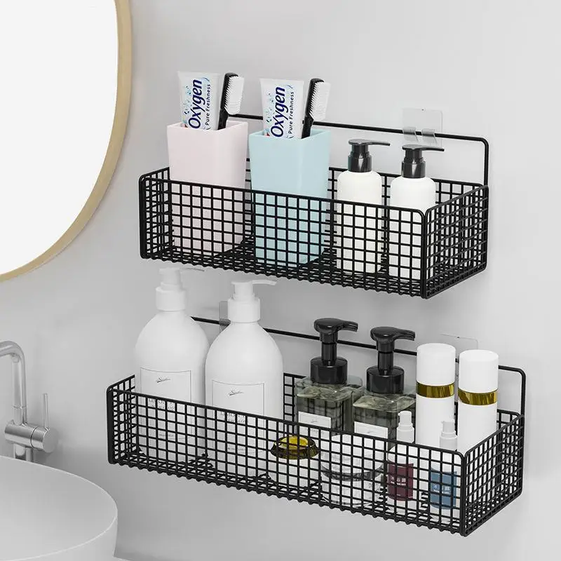 Black Wall-mounted Bathroom Shelf Shower Shampoo Rack Toilet Accessories Kitchen Free Punch Condiment Storage Basket
Black Wall-mounted Bathroom Shelf Shower Shampoo Rack Toilet Accessories Kitchen Free Punch Condiment Storage Basket