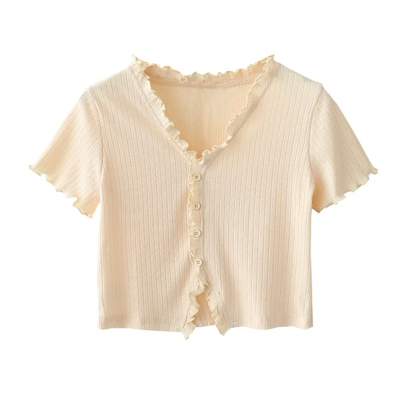 2022 Summer Tops Tees Women Blouses Knitted Short Sleeved T-shirt Short Lace Top
2022 Summer Tops Tees Women Blouses Knitted Short Sleeved T-shirt Short Lace Top