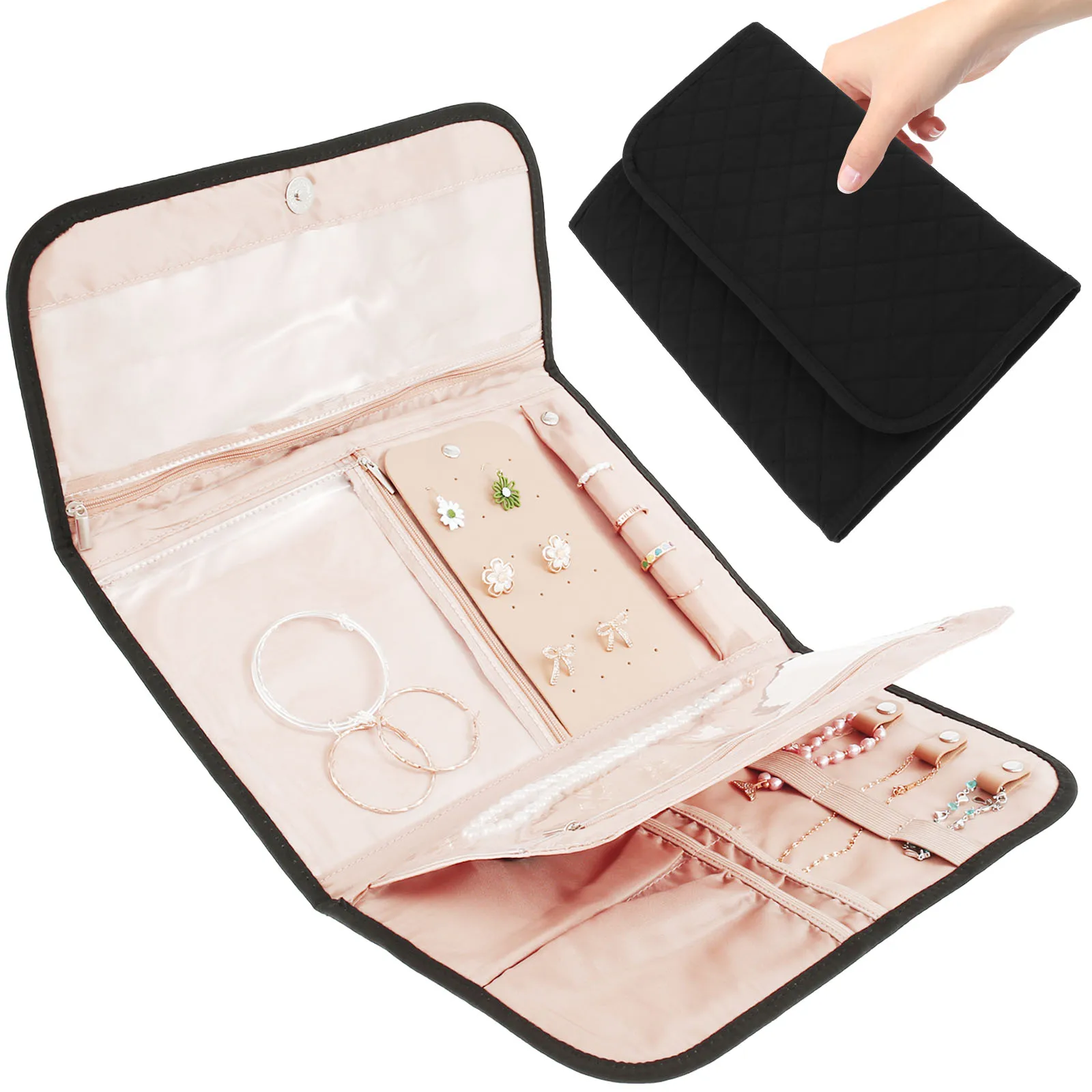 Jewelry Organizer Roll Foldable Jewelry Storage Bag Portable Travel Jewelry Case Soft Earrings Bracelet Storage Holder
Jewelry Organizer Roll Foldable Jewelry Storage Bag Portable Travel Jewelry Case Soft Earrings Bracelet Storage Holder
