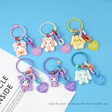 Sanrios Kawaii Kuromi Cute My Melody Hello Kittys Cinnamoroll Cartoon Keychain Pendant Acrylic Peach Heart Bag Charm Accessories