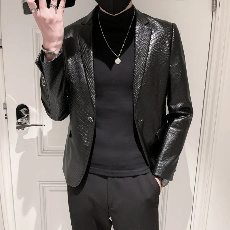 Mens Motorcycle Leather Jacket Faux PU Leather Solid Color Casual Slim Business Brand Fashion Leather Jacket Mens Clothing
Mens Motorcycle Leather Jacket Faux PU Leather Solid Color Casual Slim Business Brand Fashion Leather Jacket Mens Clothing