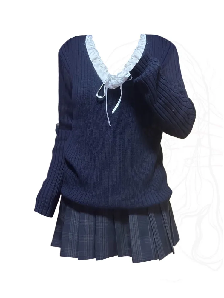 Fashion Fake Two Pieces Sweater Office Lady Autumn Winter Simple V-Neck Knitwear Jumper Patchwork Casual Basic Pullover Harajuku
Fashion Fake Two Pieces Sweater Office Lady Autumn Winter Simple V-Neck Knitwear Jumper Patchwork Casual Basic Pullover Harajuku