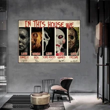 Classic Horror Movie In This House We Dream Big Poster Canvas Painting HD Wall Art Picture Living Room Home Halloween Decoration