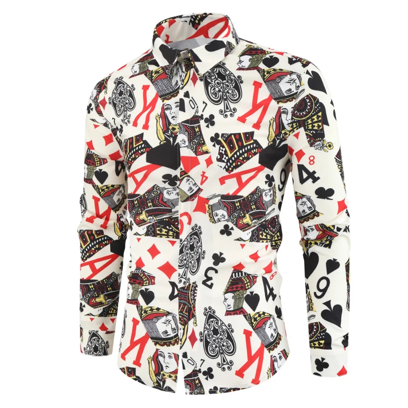 Мужская рубашка с длинным рукавом, с принтом в виде игральных карт
Мужская рубашка с длинным рукавом, с принтом в виде игральных карт