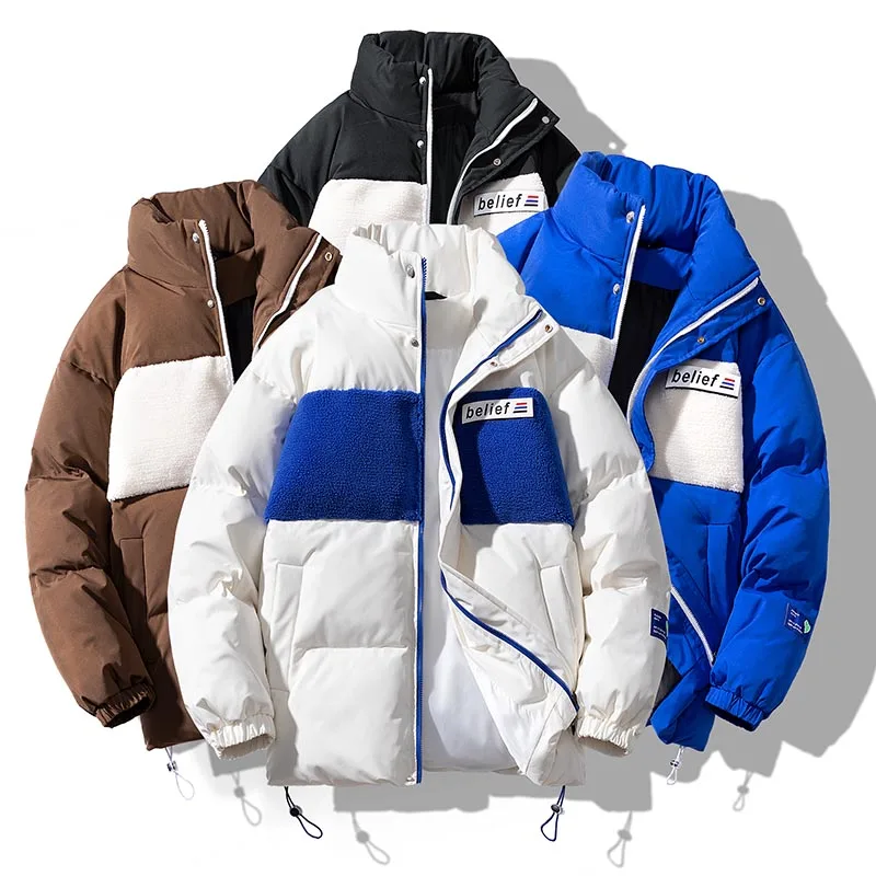 

Fashion Contrast Padded Bubble Jacket Man Various Color Styles Warm Thicken Coat Casual Pocket Klein Blue Puffer Jacket for Men