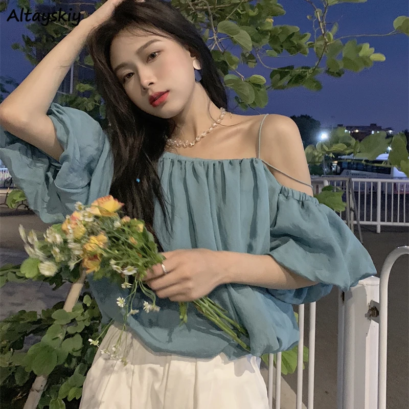 Blouses Women Summer Thin Design Off Shoulder Solid Loose Fashion Ulzzang Sweet Elegant All-match Chic Female Chiffon Clothes
Blouses Women Summer Thin Design Off Shoulder Solid Loose Fashion Ulzzang Sweet Elegant All-match Chic Female Chiffon Clothes