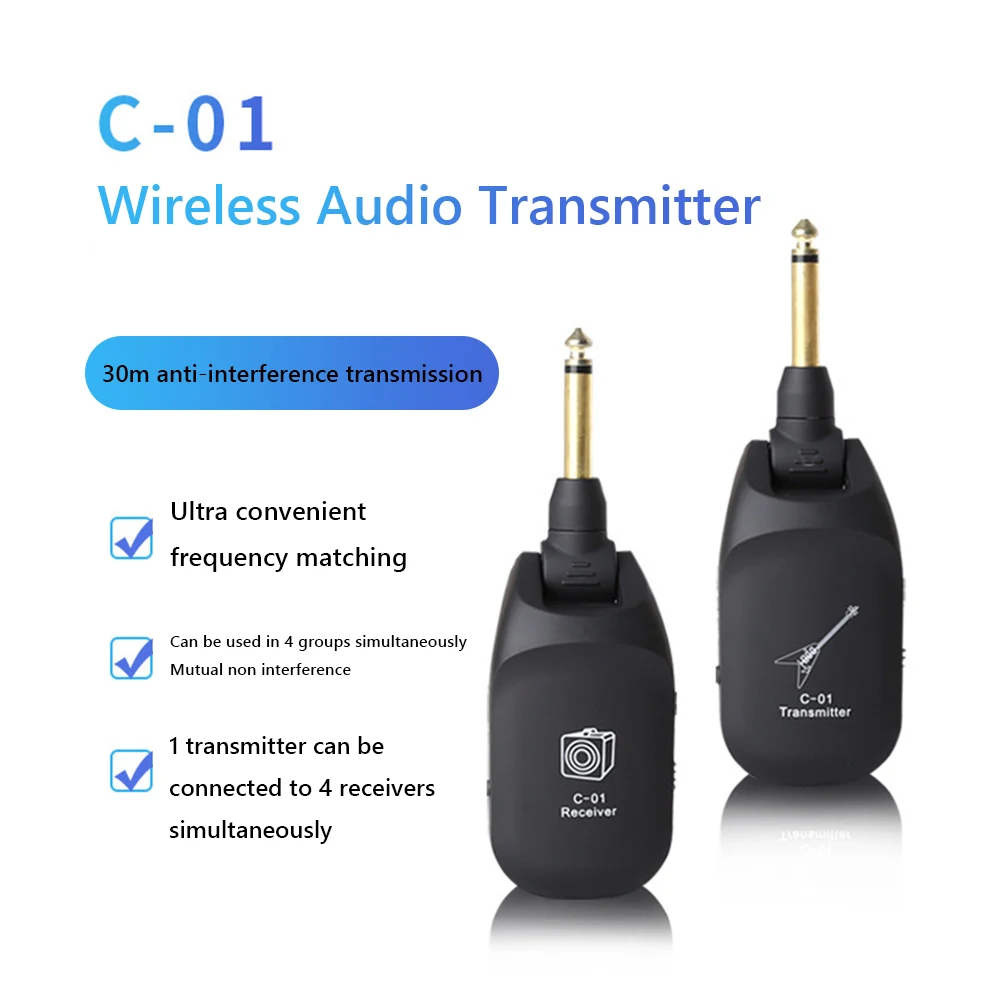 C01/A9/A8 Electric Guitar Wireless Transceiver Pickup USB Rechargeable U-section Original Sound Max 30M Transmission for Bass
C01/A9/A8 Electric Guitar Wireless Transceiver Pickup USB Rechargeable U-section Original Sound Max 30M Transmission for Bass