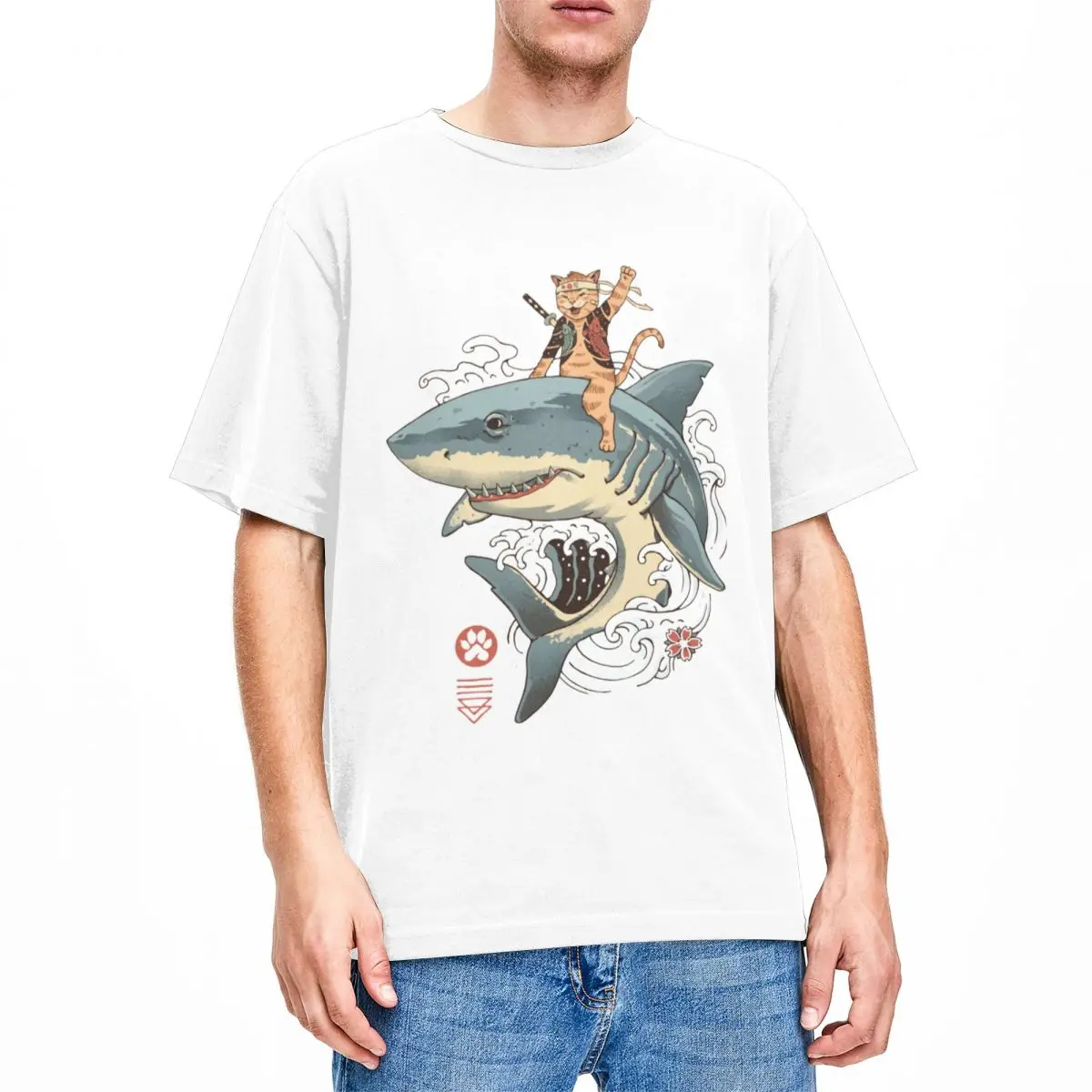 Fashion Japanese Catana Shark T-Shirts Men Women Round Neck Pure Cotton cat and Shark Short Sleeve Tees Plus Size Tops
Fashion Japanese Catana Shark T-Shirts Men Women Round Neck Pure Cotton cat and Shark Short Sleeve Tees Plus Size Tops
