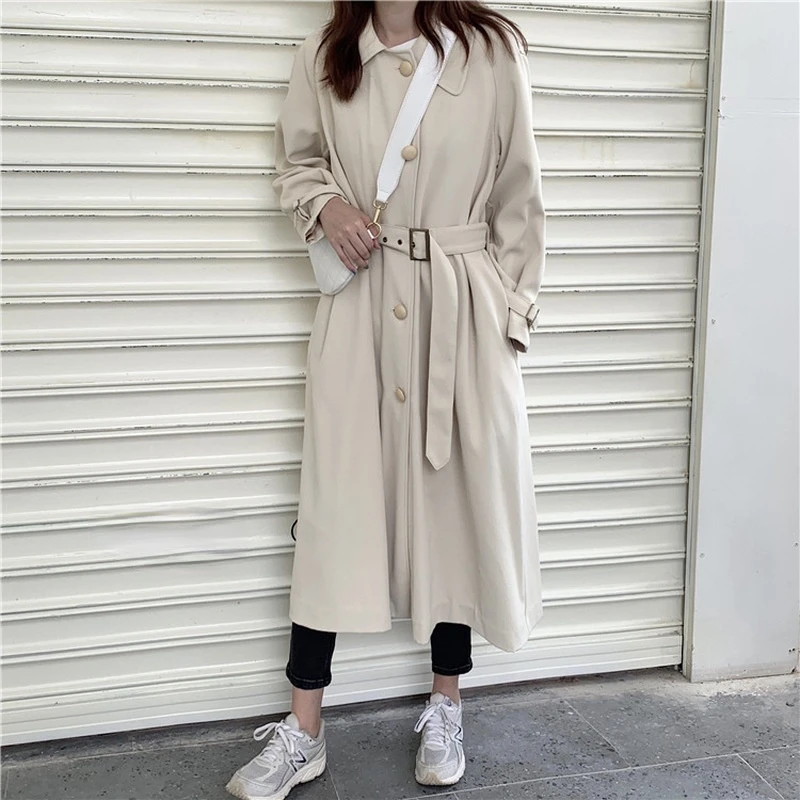 New Style Retro Temperament 2021 Autumn and Winter Lapel Strap Single-breasted Mid-length Long-sleeved Windbreaker Jacket Women
New Style Retro Temperament 2021 Autumn and Winter Lapel Strap Single-breasted Mid-length Long-sleeved Windbreaker Jacket Women