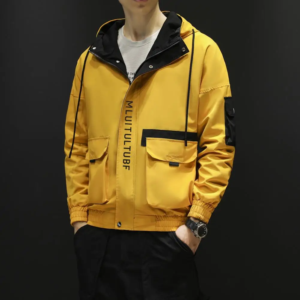 Baseball Jacket Trendy Elastic Cuff Hood Baseball Jacket Letters Multi Pockets Men Coat
Baseball Jacket Trendy Elastic Cuff Hood Baseball Jacket Letters Multi Pockets Men Coat