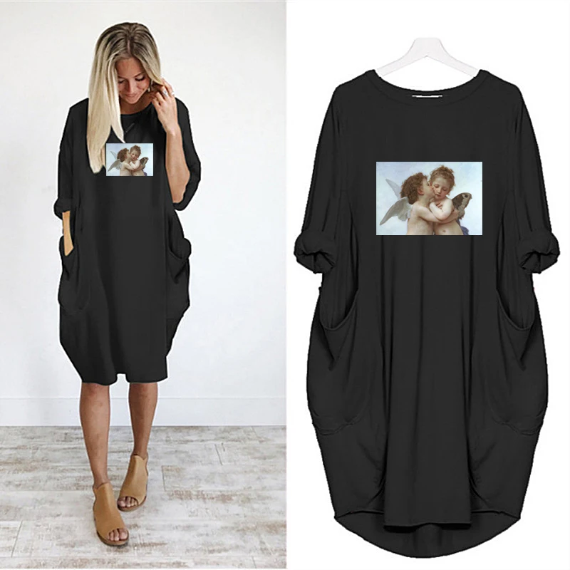 Angel Print Dresses for Women 2022 Loose Pocket Long Sleeve Female Dress Woman O-Neck Mini Autumn Casual Ladies Dress Robe New
Angel Print Dresses for Women 2022 Loose Pocket Long Sleeve Female Dress Woman O-Neck Mini Autumn Casual Ladies Dress Robe New