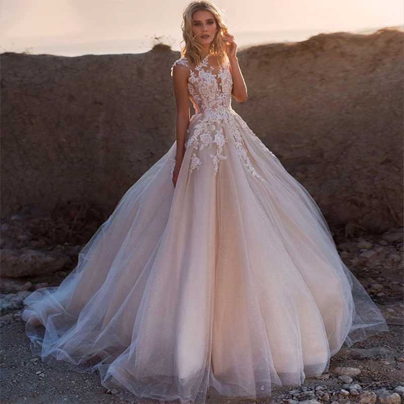 Simple Boho A-line Wedding Dresses O-Neck Appliques Buttons Floor Length Bridal Gowns Custom For Elegant Women Vestidos De Noiva
Simple Boho A-line Wedding Dresses O-Neck Appliques Buttons Floor Length Bridal Gowns Custom For Elegant Women Vestidos De Noiva