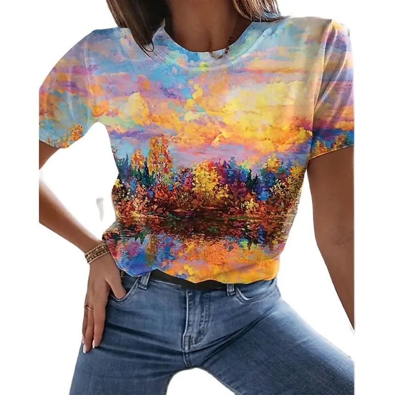 Summer Women's Hot Sale 3D Printed T-shirt Abstract Pattern Casual Short Sleeve Tee Regular Woman Top Street Loose Women Blouse
Summer Women's Hot Sale 3D Printed T-shirt Abstract Pattern Casual Short Sleeve Tee Regular Woman Top Street Loose Women Blouse