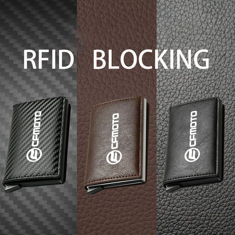 Кредитные бумажники из углеродного волокна мужские кожаные кошельки Rfid для Cfmoto