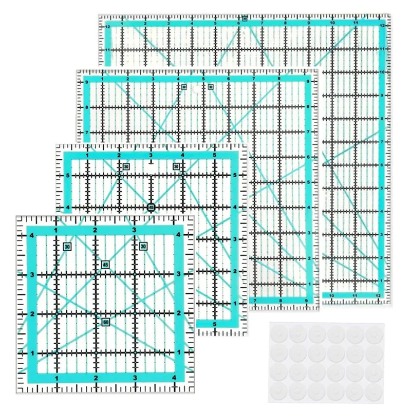 Quilting Rulers,4 Square Ruler Quilting Templates(4.5X4.5Inch,6X6inch,9.5X9.5Inch,12.5X12.5Inch),For Quilting And Sewing Durable
Quilting Rulers,4 Square Ruler Quilting Templates(4.5X4.5Inch,6X6inch,9.5X9.5Inch,12.5X12.5Inch),For Quilting And Sewing Durable