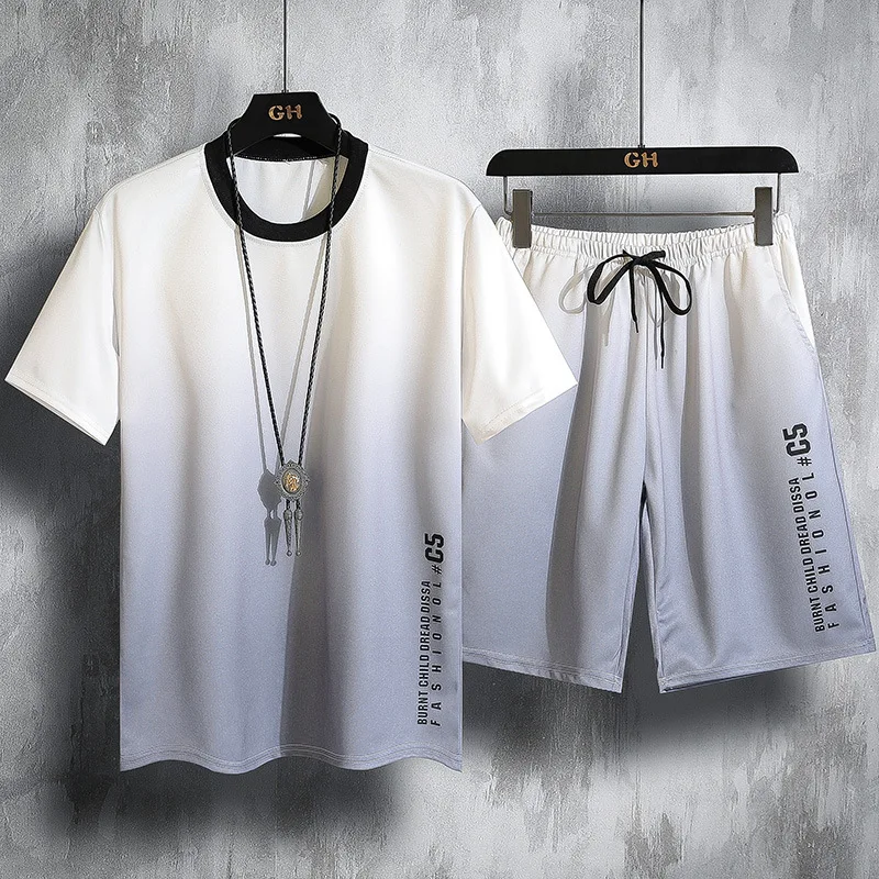 Men's Sports Shorts Set Summer New Loose Fashion Gradient Short Sleeve Shorts Two Piece Set
Men's Sports Shorts Set Summer New Loose Fashion Gradient Short Sleeve Shorts Two Piece Set