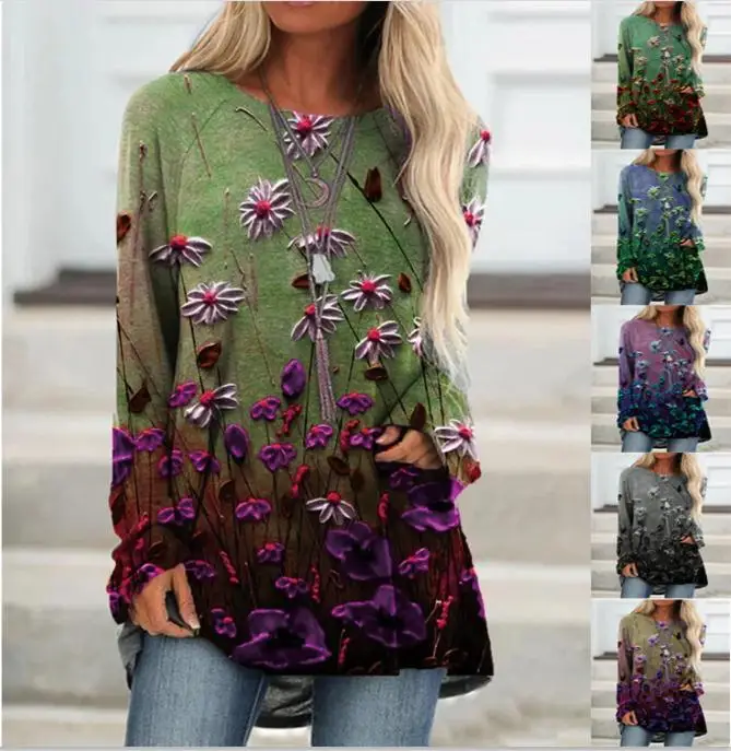 2022 Women Fashion Spring and Autumn Pullover Printing Positioning Flower Printing Hipster Long-sleeved Top
2022 Women Fashion Spring and Autumn Pullover Printing Positioning Flower Printing Hipster Long-sleeved Top