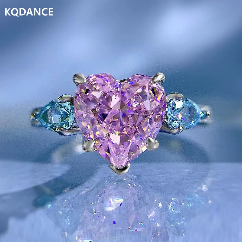 KQDANCE 925 Sterling Silver With Blue Tear Drop Stone and 8mm 2 Carat Pink High Carbon Diamond Heart Ring Wedding Jewelry Woman
KQDANCE 925 Sterling Silver With Blue Tear Drop Stone and 8mm 2 Carat Pink High Carbon Diamond Heart Ring Wedding Jewelry Woman